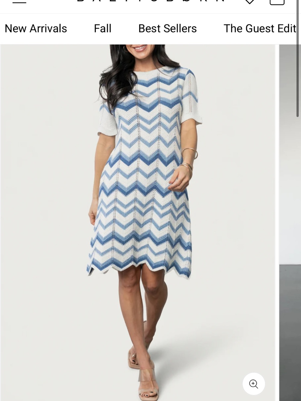 Blue & White Chevron Knit Midi Dress